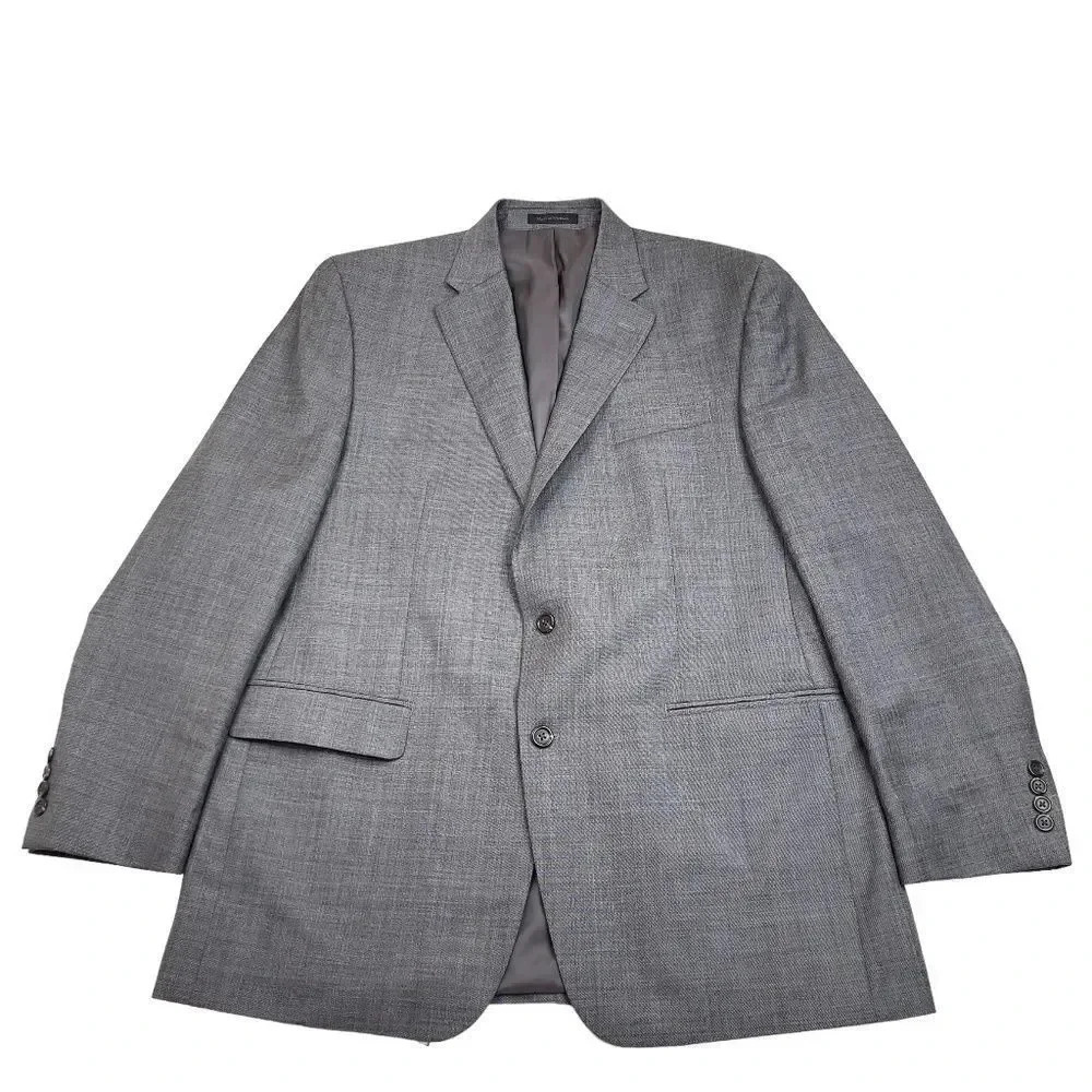 Chaps Men's 44L Suit Jacket Gray Wool 2 Button